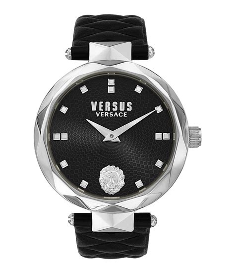 versus versace women's covent garden black watch 36mm|Versus by Versace Women's Covent Garden Black Leather Strap .